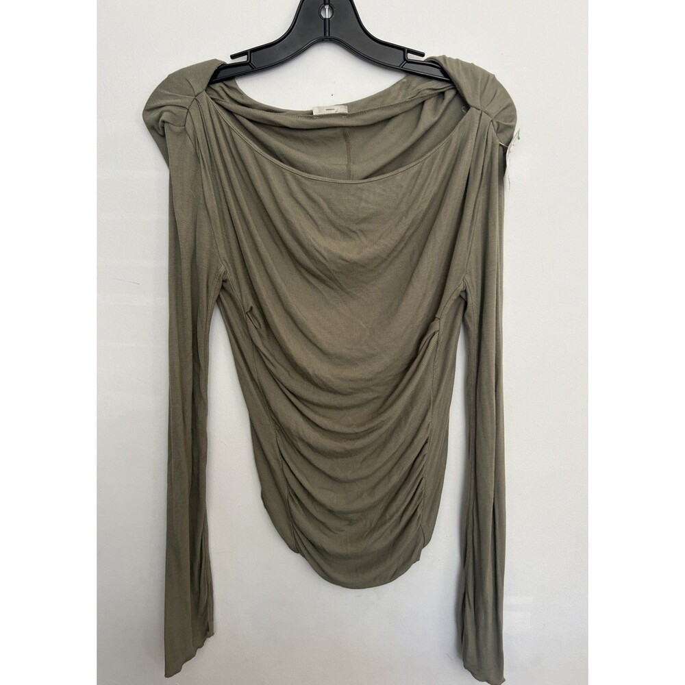 Intimately free long sleeve Ruched top olive green sm BoHo cottage core grunge